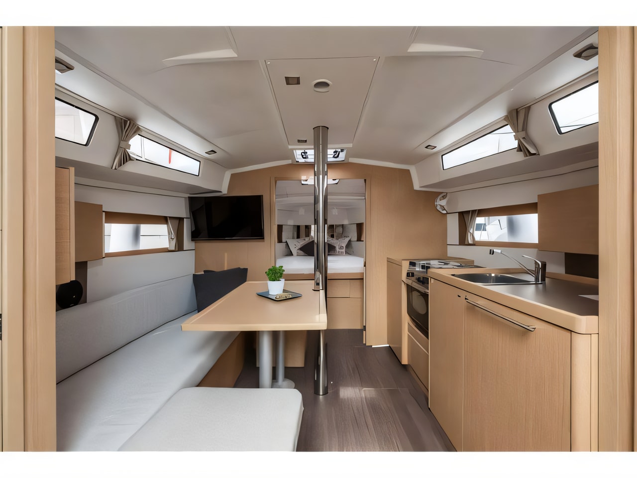 Layout of Oceanis 38.1 sail boat with 3 cabins Croatia yacht charter