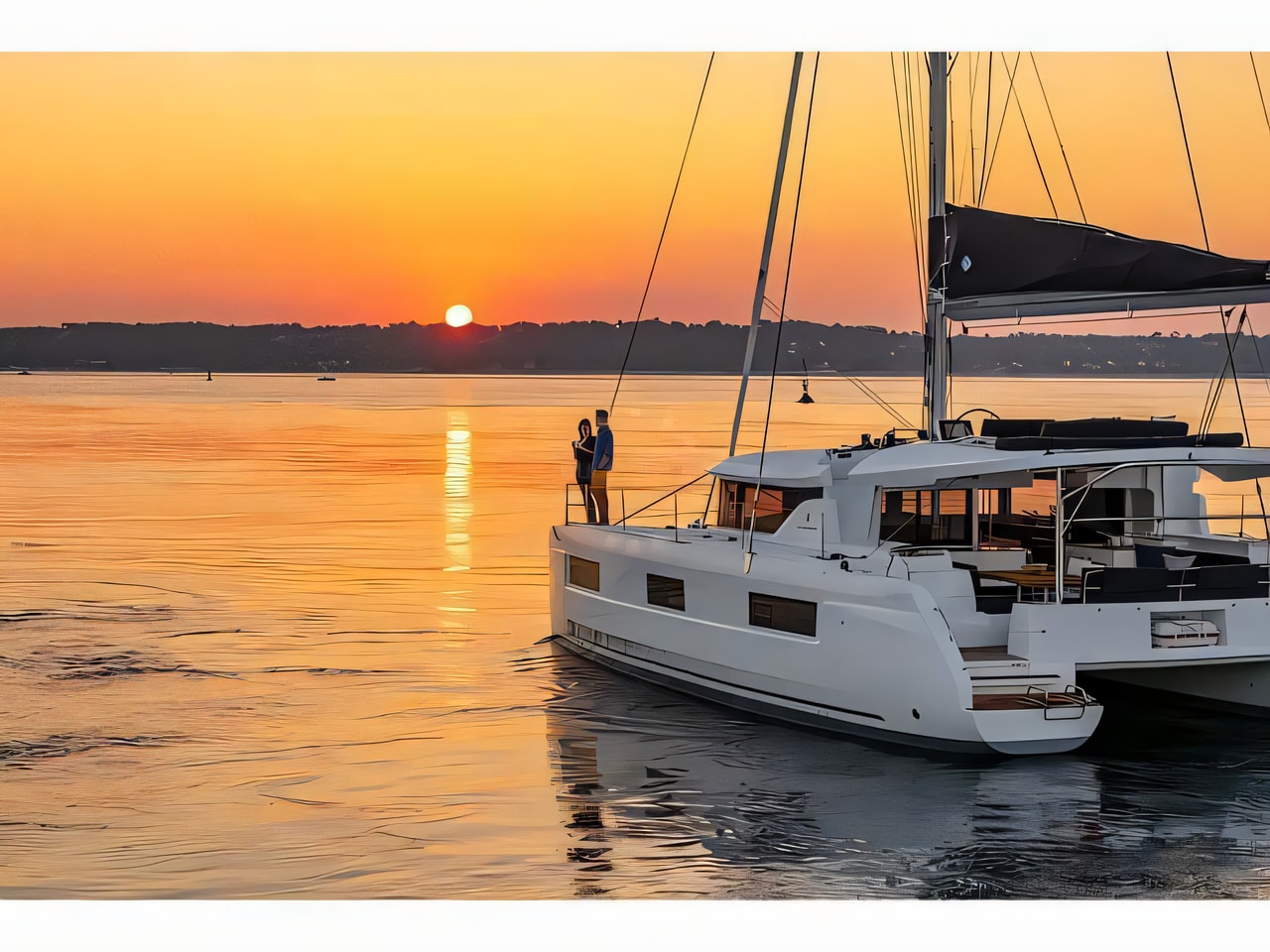 Exterior overview of Lagoon 46 catamaran for charter from Kastela Gomilica Marina in the Split sailing area Croatia
