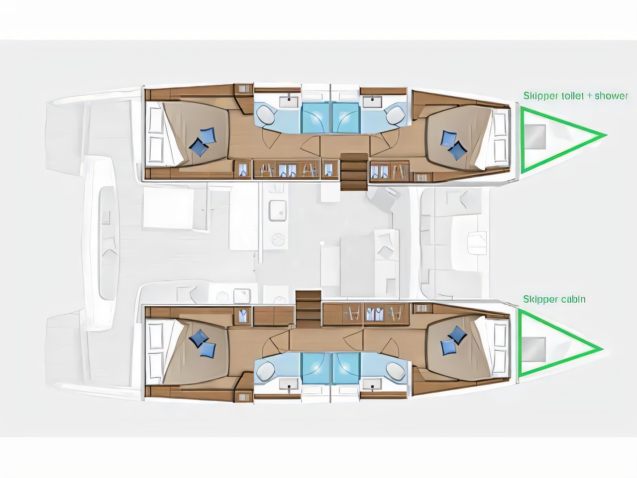 Interior of Lagoon 46 catamaran with 4 cabins Croatia yacht charter