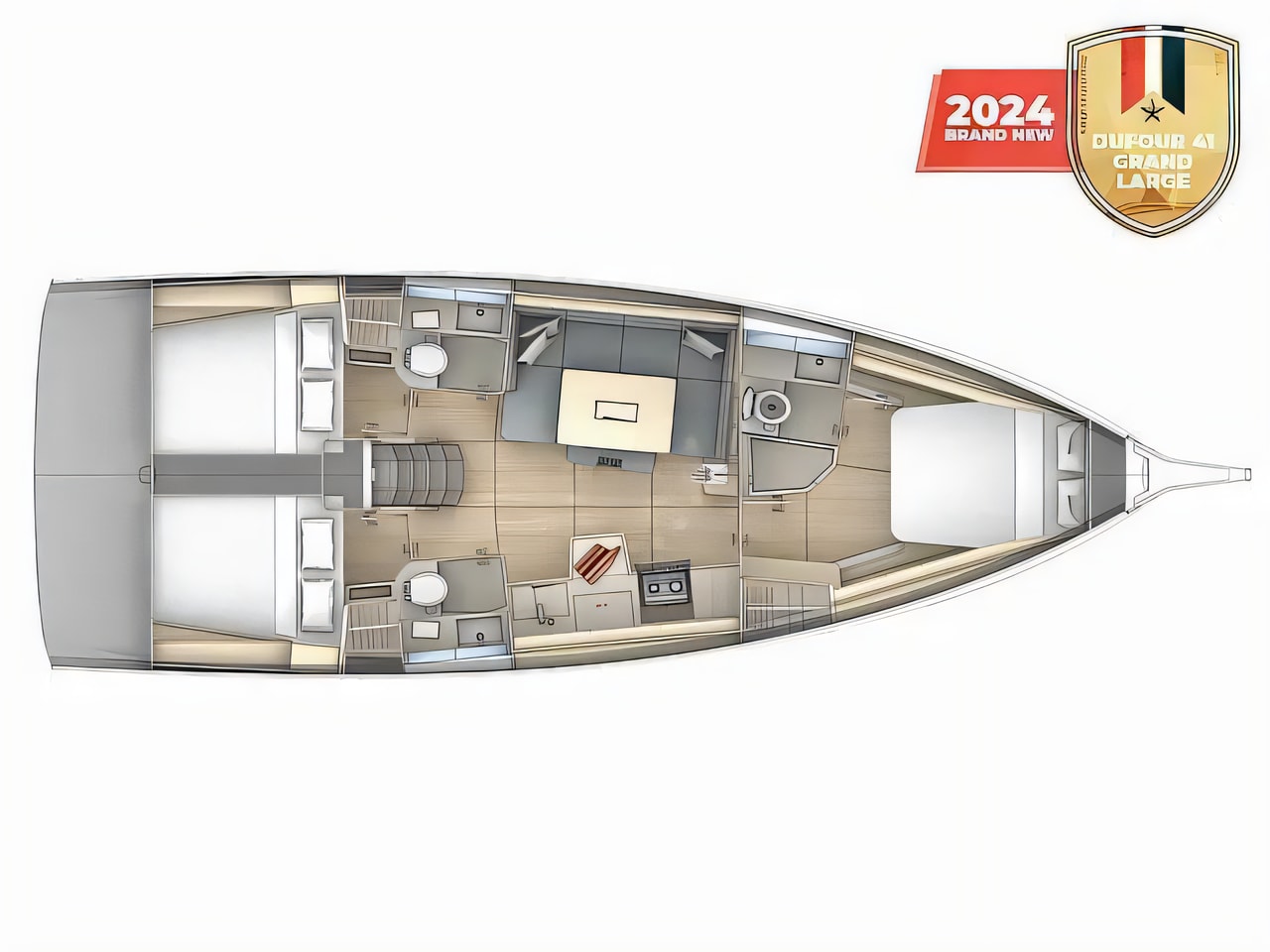 Interior of Dufour 41 sail boat with 3 cabins Croatia yacht charter