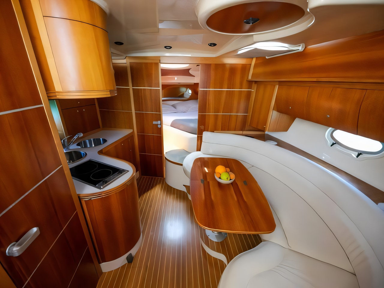 Layout of Salpa 38.5 motor boat with 3 cabins Croatia yacht charter