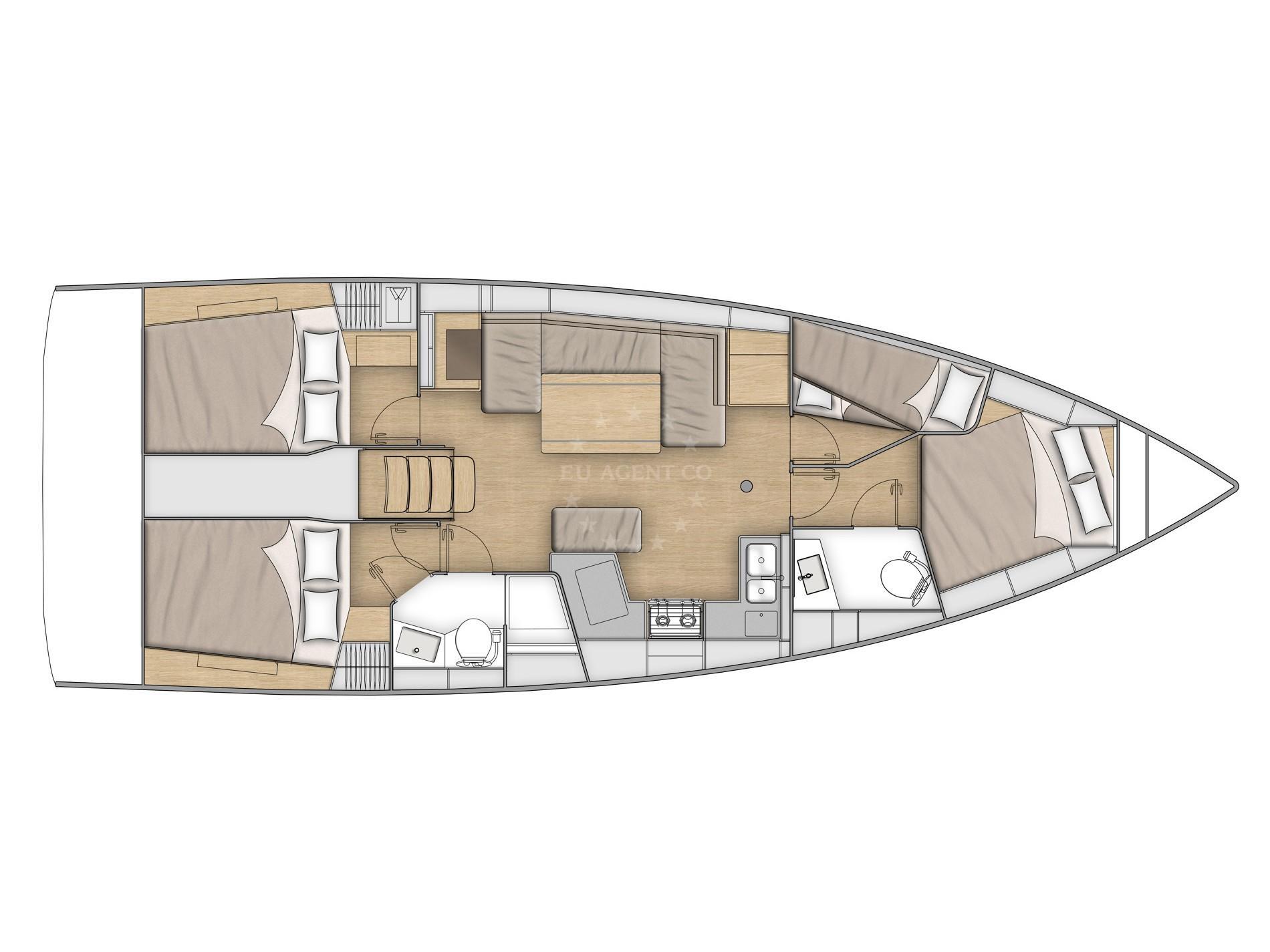Interior of Oceanis 40.1 sail boat with 4 cabins Croatia yacht charter