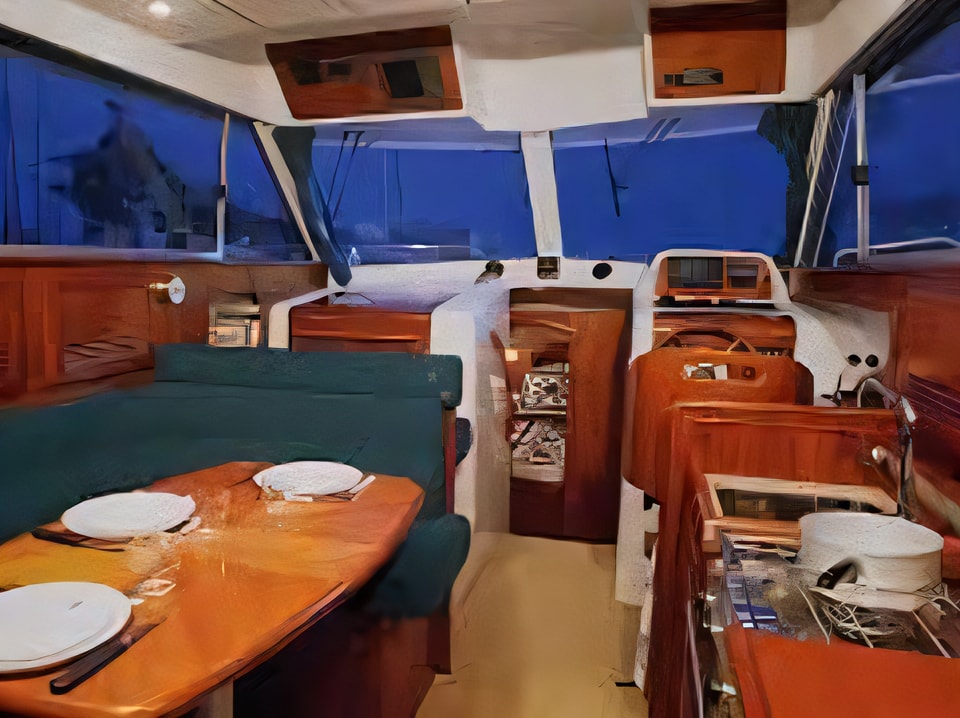 Interior of Antares 10.80 motor boat with 2 cabins Croatia yacht charter