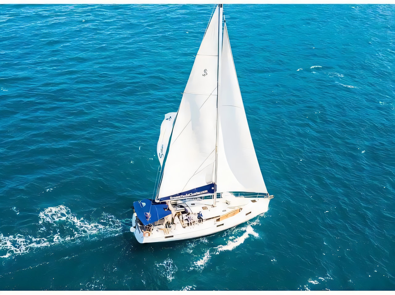 Exterior overview of Oceanis 48 sail boat for charter from Dubrovnik ACI Marina in the Dubrovnik sailing area Croatia