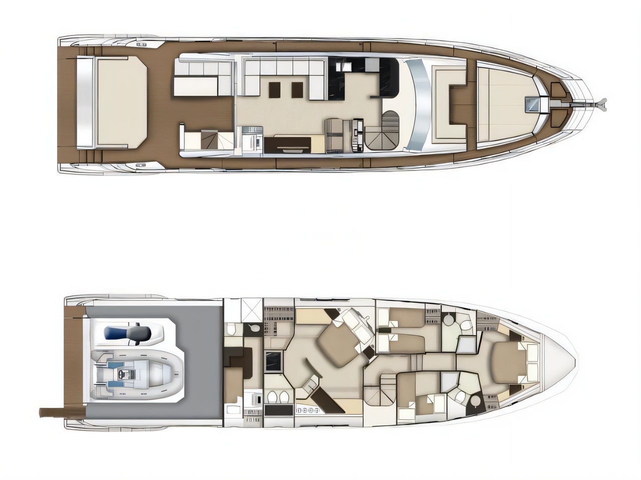 Interior of Azimut S7 21M motoryacht with 4 cabins Croatia yacht charter