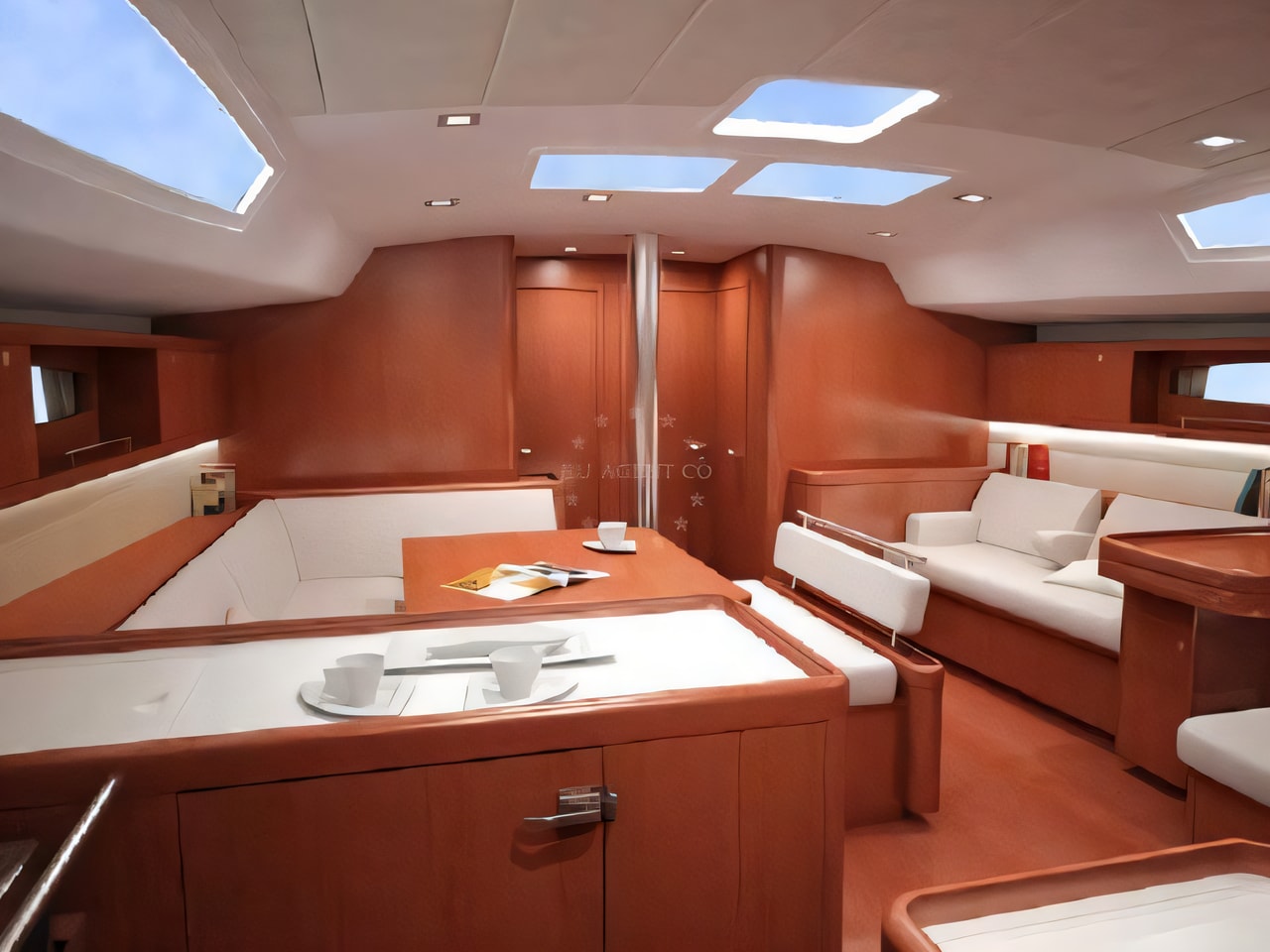 Layout of Oceanis Yacht 54 sail boat with 3 cabins Croatia yacht charter