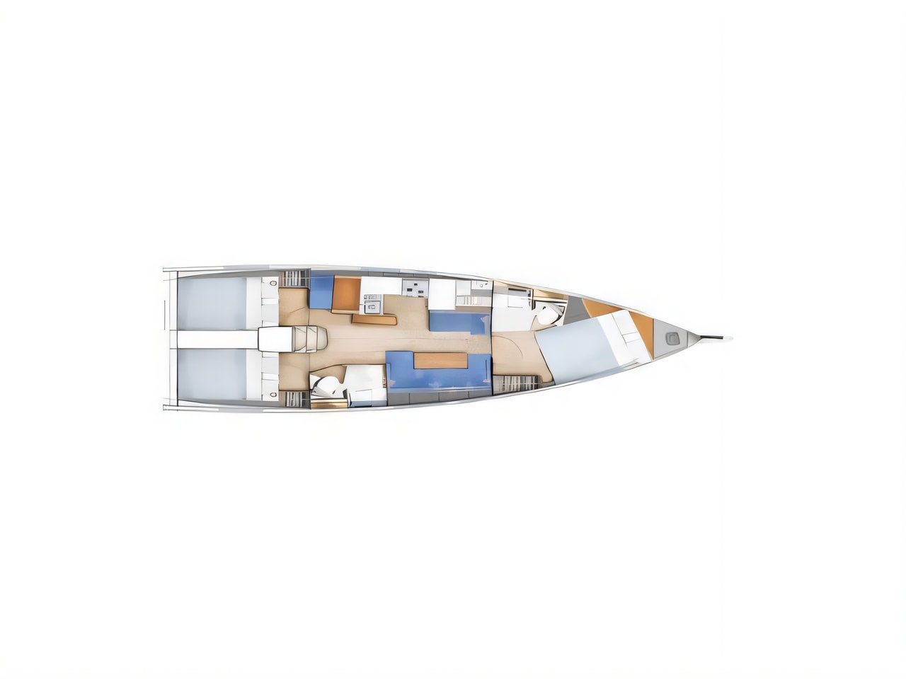 Interior of Sun Odyssey 410 sail boat with 3 cabins Croatia yacht charter