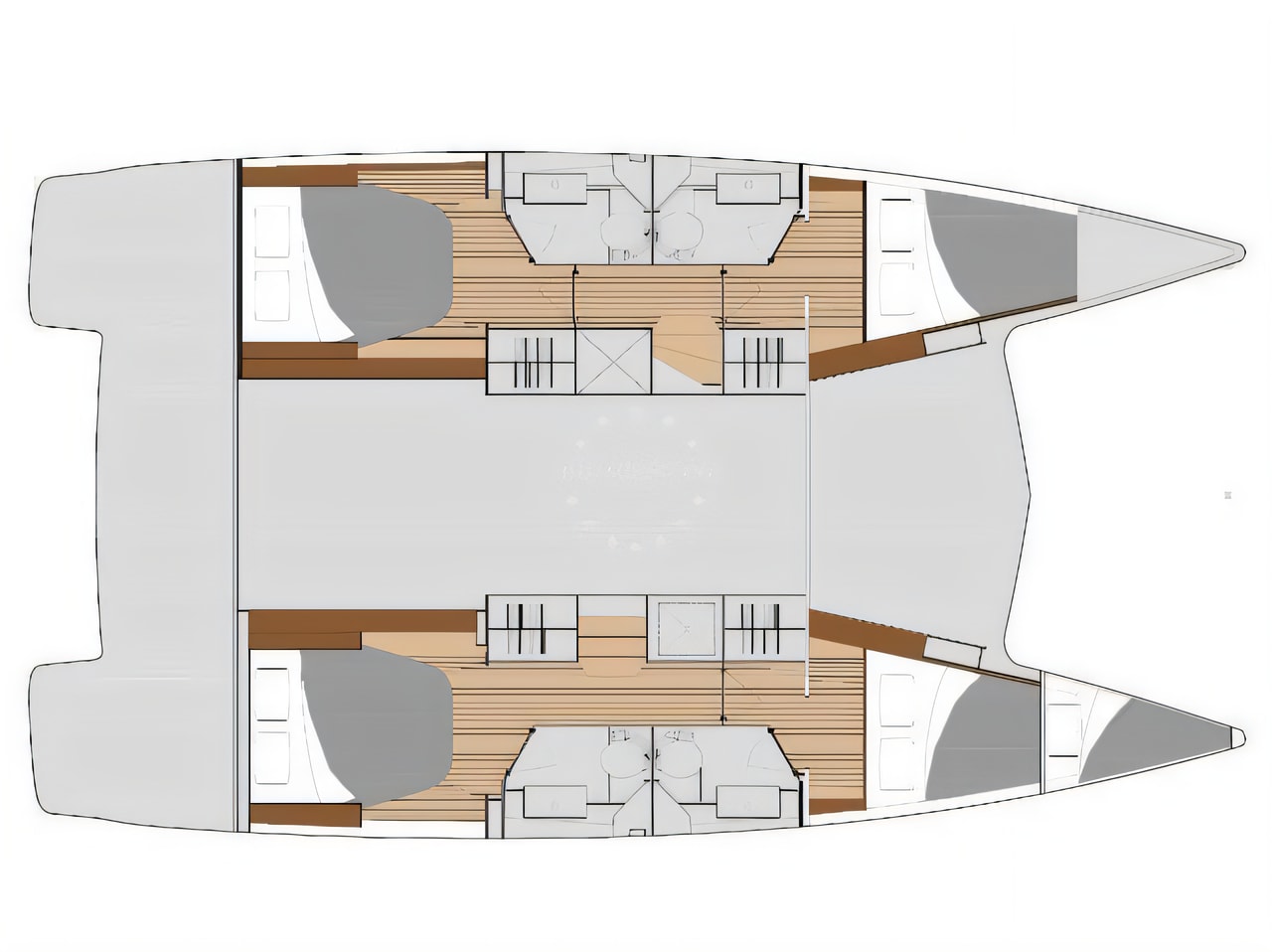 Interior of Isla 40 catamaran with 4 cabins Croatia yacht charter