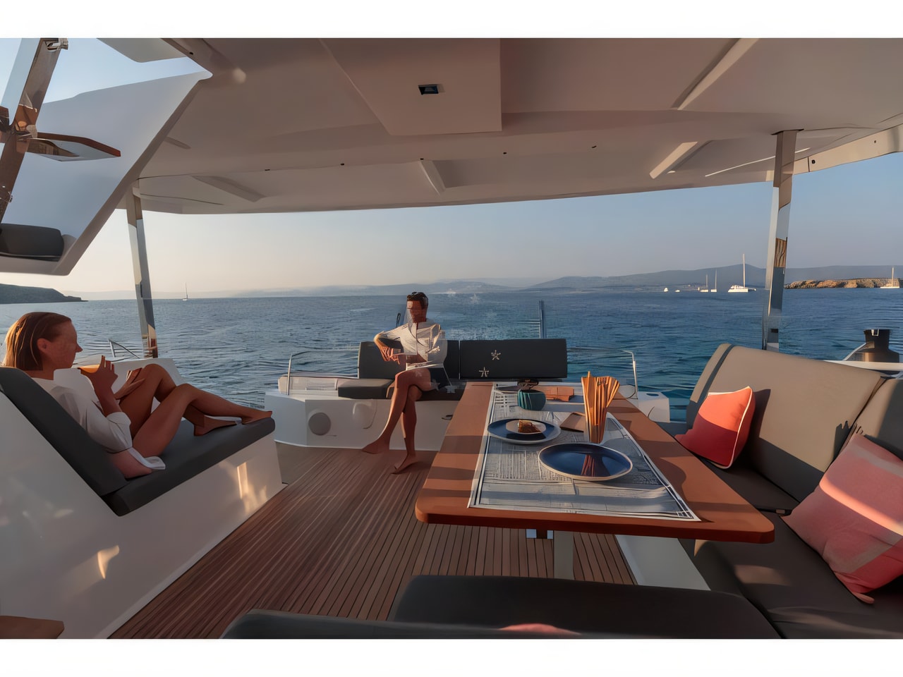 Layout of Isla 40 catamaran with 4 cabins Croatia yacht charter