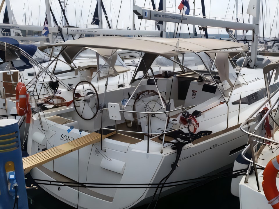 Exterior overview of Sun Odyssey 439 sail boat for charter from Sukosan Marina Dalmacija in the Zadar sailing area Croatia