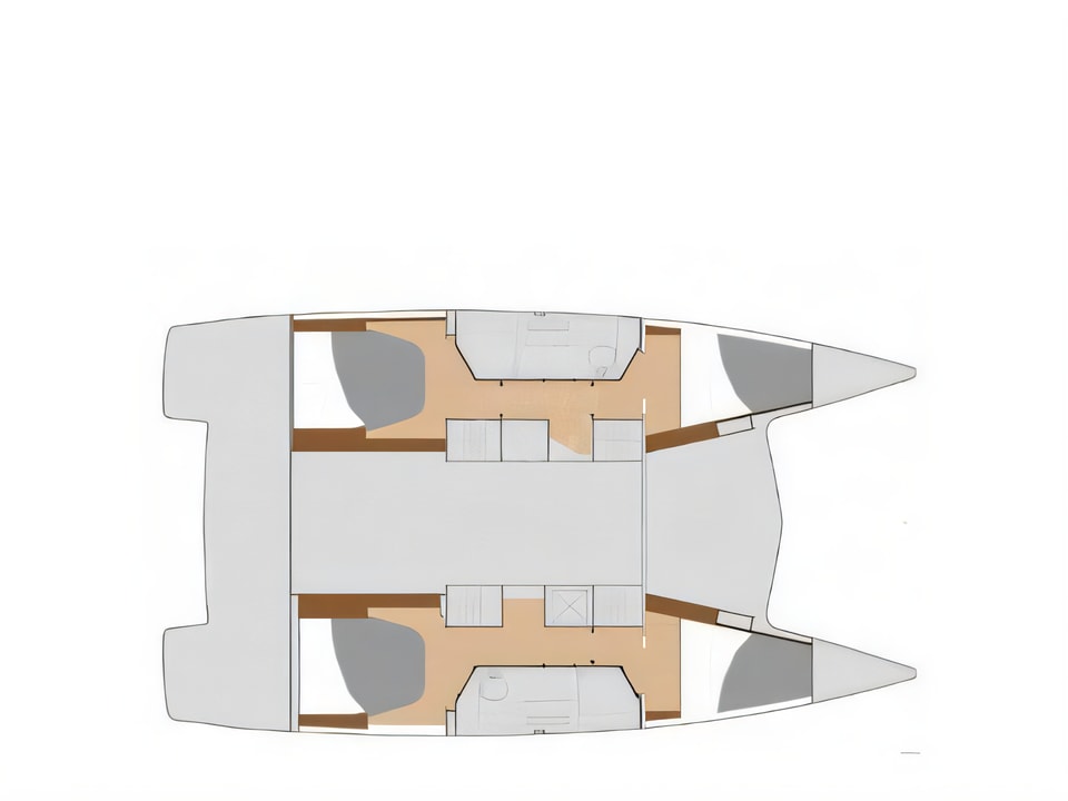Layout of Fountaine Pajot 40 catamaran with 4 cabins Croatia yacht charter
