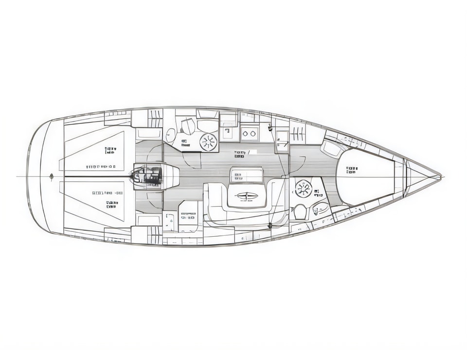 Layout of Bavaria 39 Cruiser sail boat with 3 cabins Croatia yacht charter