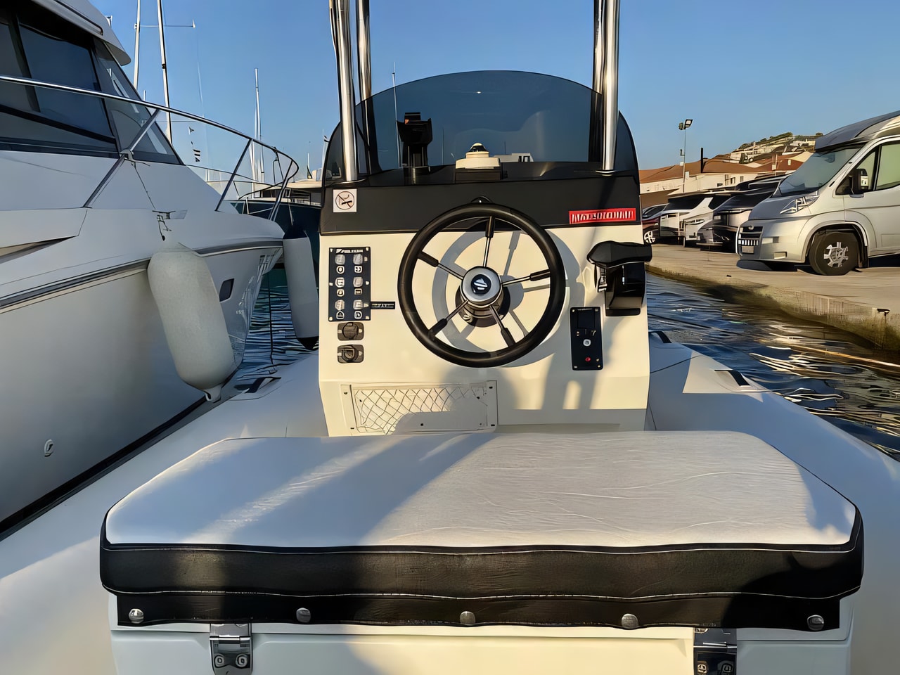 Exterior overview of Falkor 22 motor boat for charter from Trogir ACI Marina in the Split sailing area Croatia