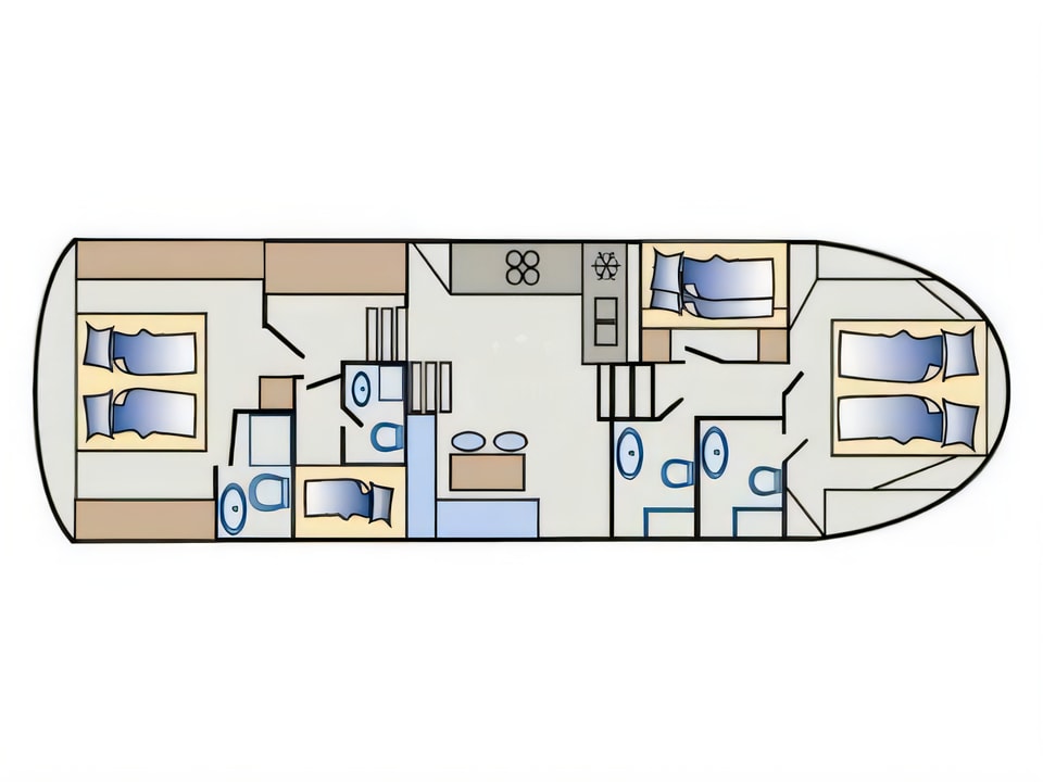 Layout of Staryacht 1670 motoryacht with 4 cabins Croatia yacht charter