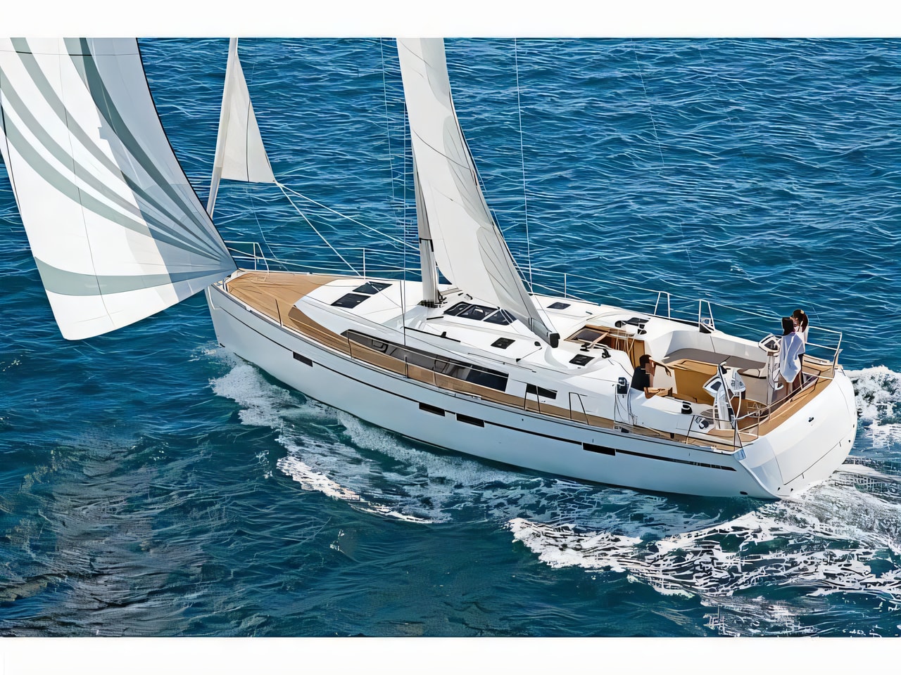 Exterior overview of Bavaria Cruiser 46 sail boat for charter from Zadar Marina in the Kornati sailing area Croatia