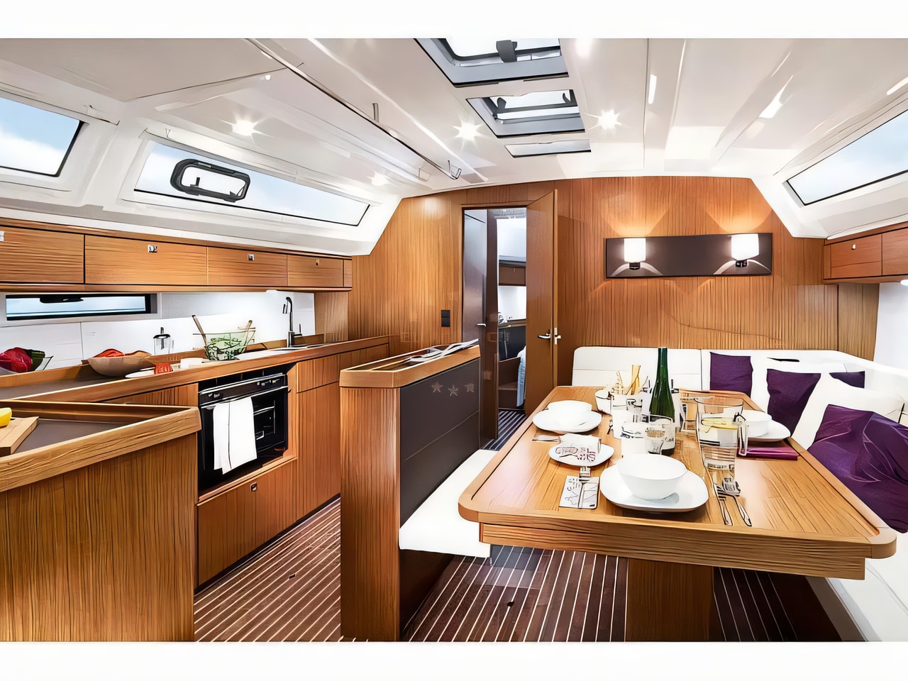 Layout of Bavaria Cruiser 46 sail boat with 4 cabins Croatia yacht charter