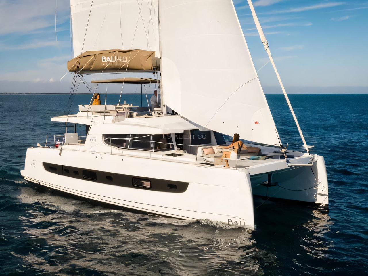 Exterior overview of Bali 4.6 catamaran for charter from Zadar Marina Zadar in the Zadar sailing area Croatia