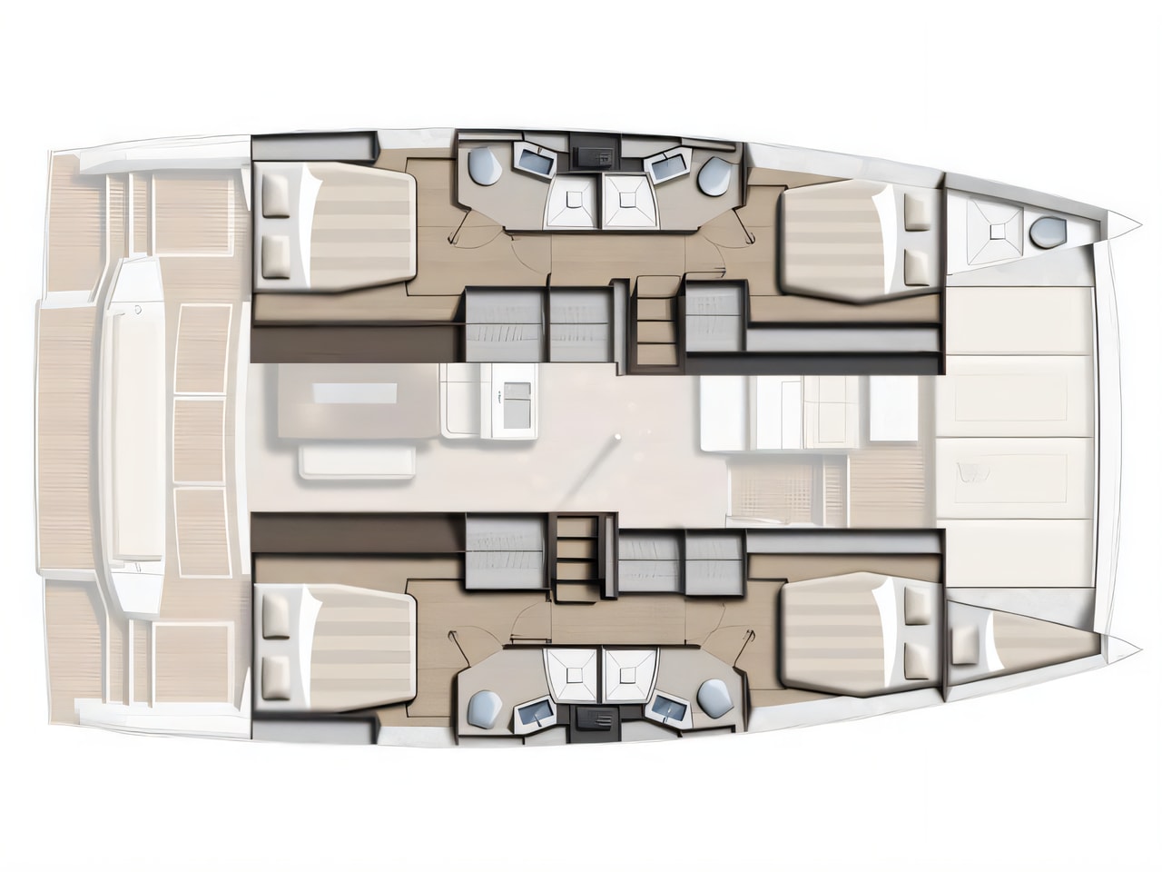 Interior of Bali 4.6 catamaran with 5 cabins Croatia yacht charter