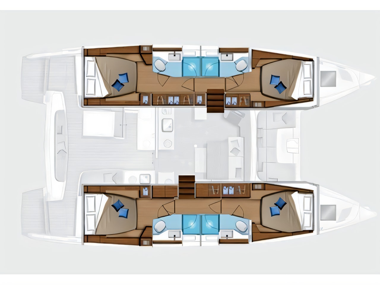 Interior of Lagoon 46 catamaran with 6 cabins Croatia yacht charter