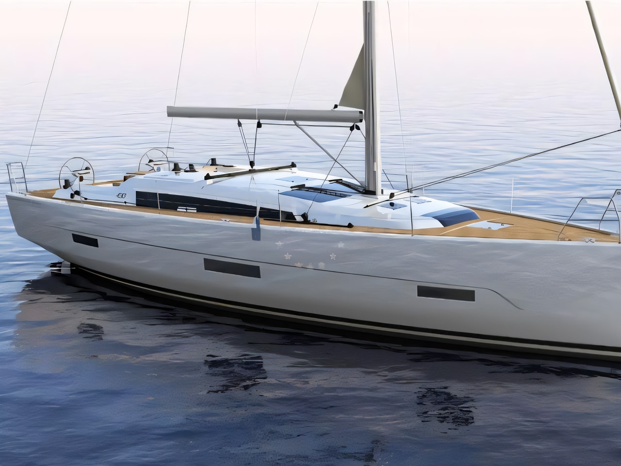 Exterior overview of Dufour 430 Grand Large sail boat for charter from Pula Tehnomont Marina Veruda in the Istria / Kvarner sailing area Croatia