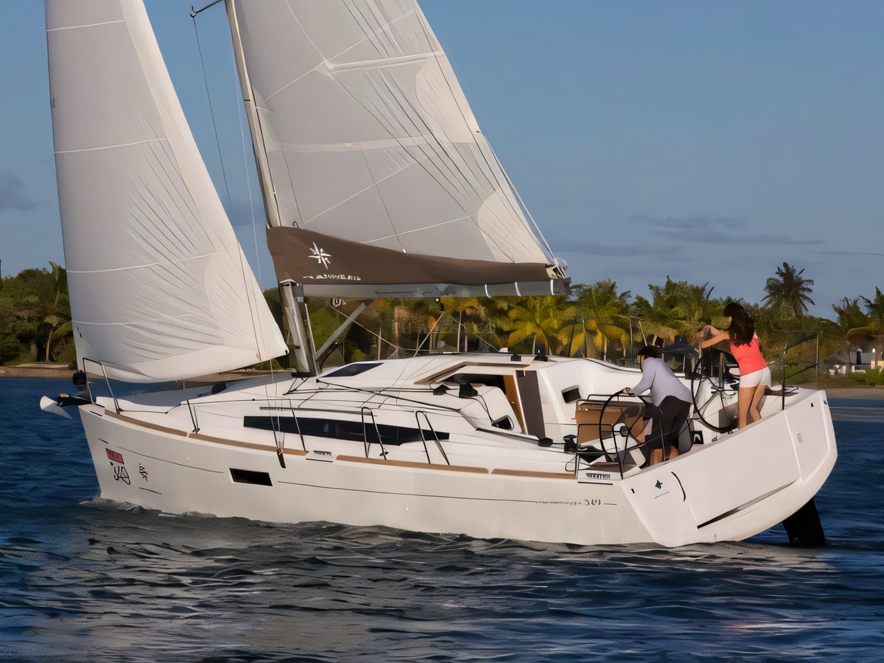 Exterior overview of Sun Odyssey 349 b sail boat for charter from Mali Losinj in the Istria / Kvarner sailing area Croatia