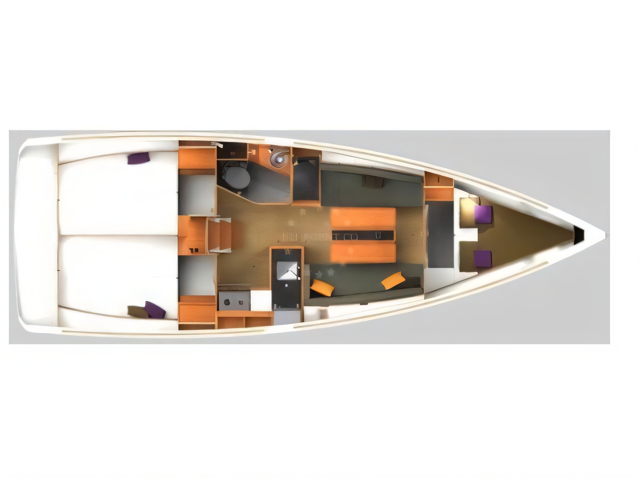 Interior of Sun Odyssey 349 b sail boat with 3 cabins Croatia yacht charter