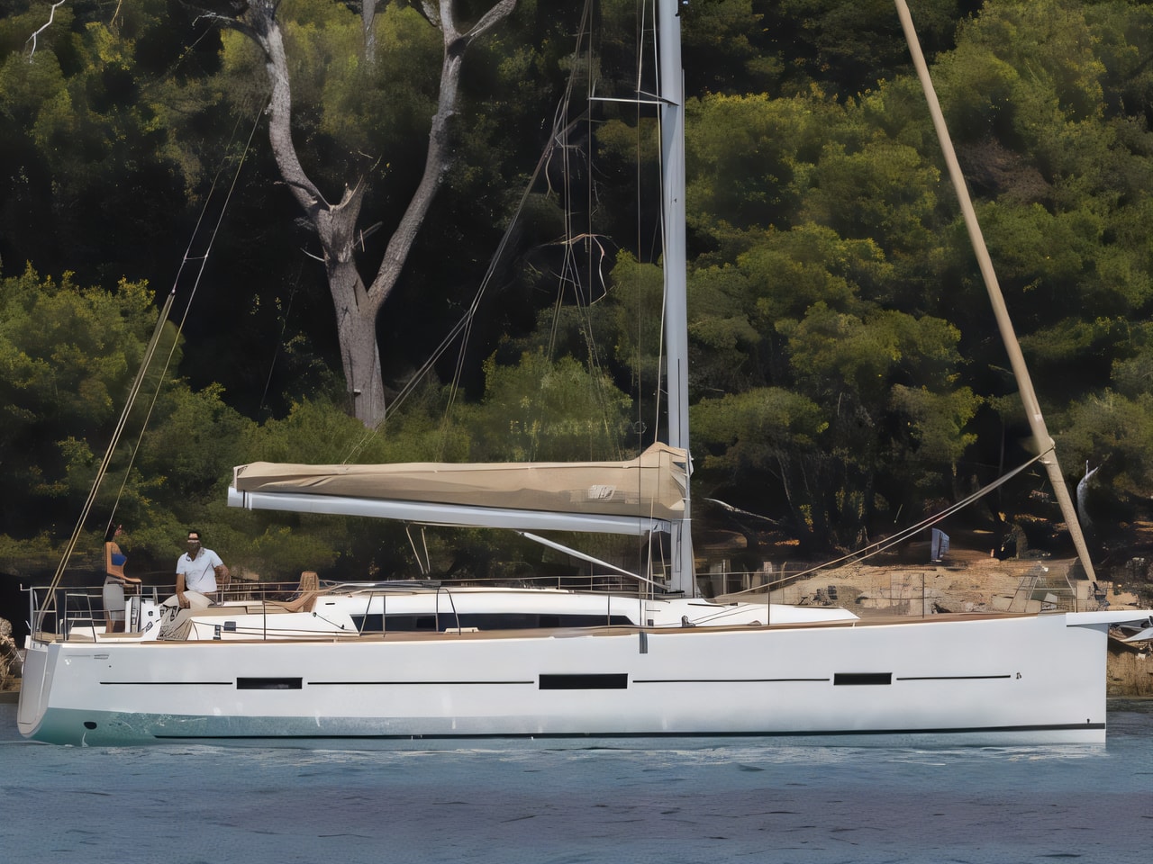 Exterior overview of Dufour 460 Grand Large- 3 cab. sail boat for charter from Pula Tehnomont Marina Veruda in the Istria / Kvarner sailing area Croatia