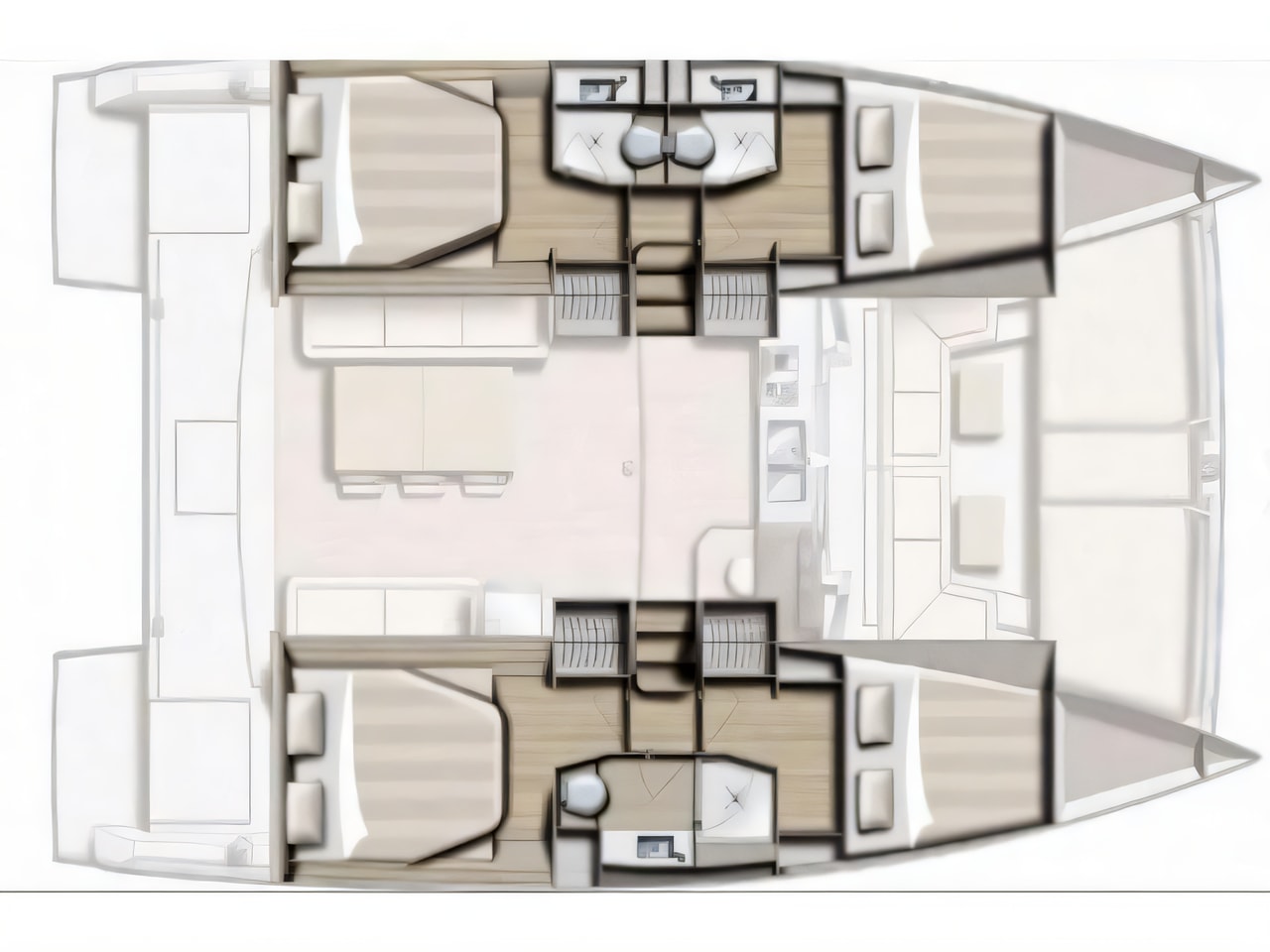 Interior of Bali 4.0 catamaran with 4 cabins Croatia yacht charter