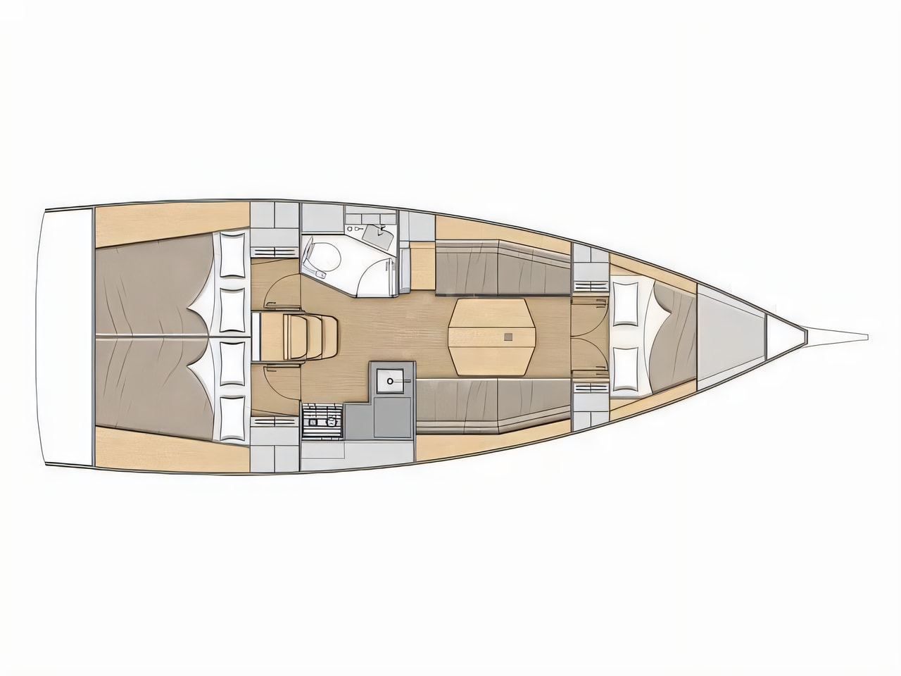 Interior of Oceanis 34.1 sail boat with 3 cabins Croatia yacht charter