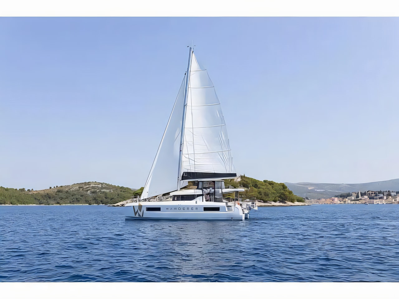 Exterior overview of Lagoon 43 catamaran for charter from Rogoznica Marina Frapa in the Kornati sailing area Croatia