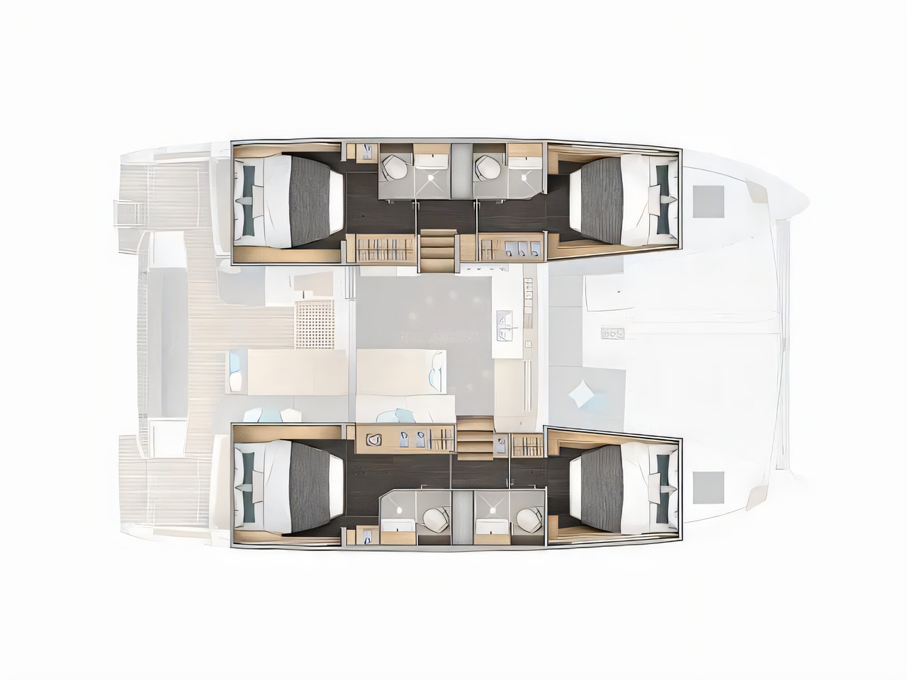 Interior of Lagoon 43 catamaran with 6 cabins Croatia yacht charter