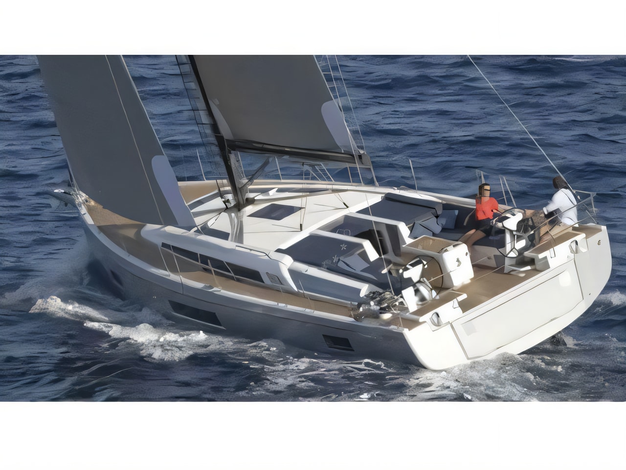 Exterior overview of Oceanis 51.1- 5 cab sail boat for charter from Pula Tehnomont Marina Veruda in the Istria / Kvarner sailing area Croatia