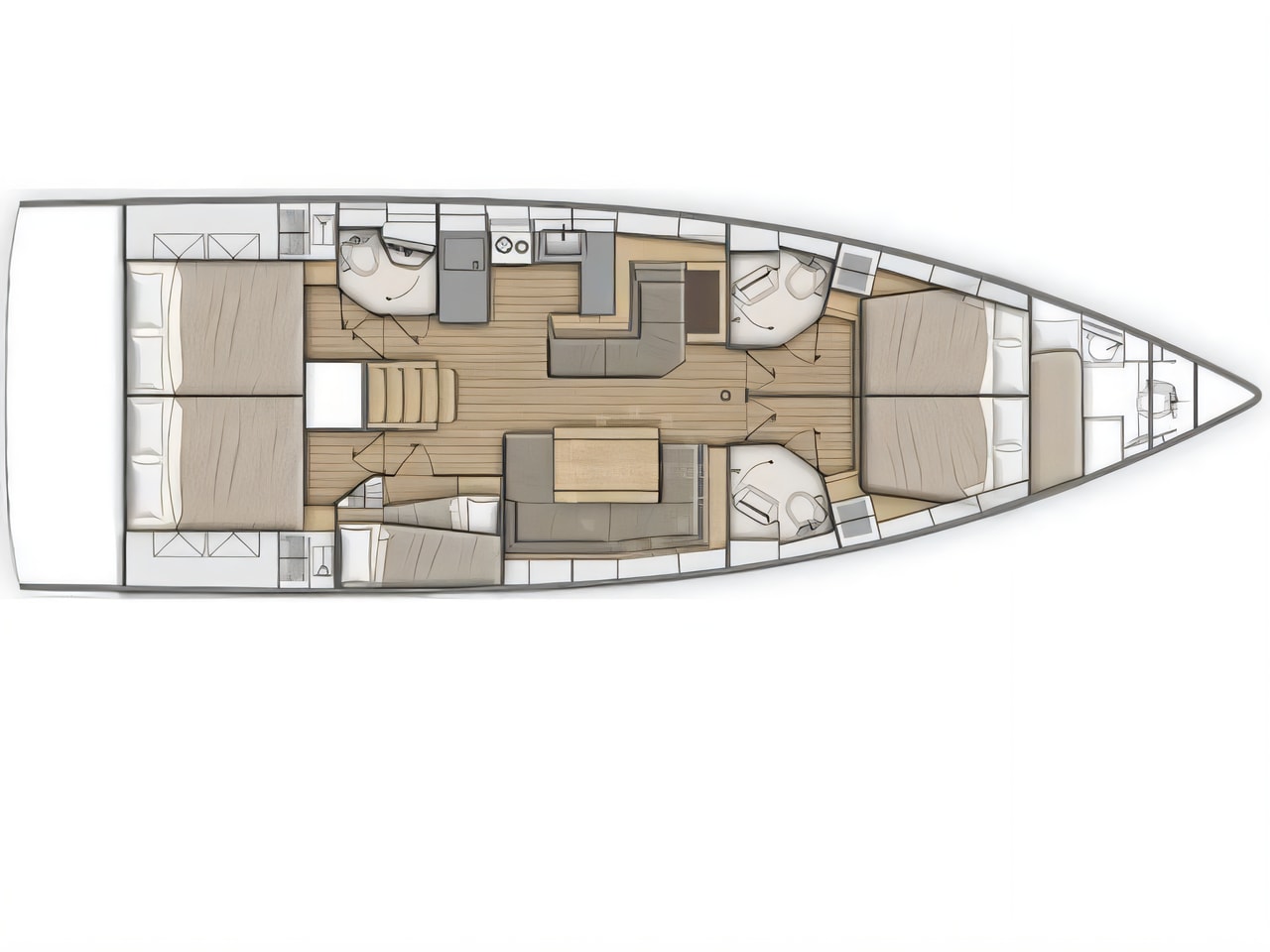 Interior of Oceanis 51.1- 5 cab sail boat with 5 cabins Croatia yacht charter