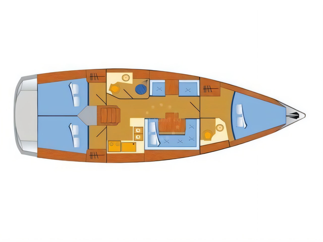 Interior of Sun Odyssey 409 sail boat with 3 cabins Croatia yacht charter