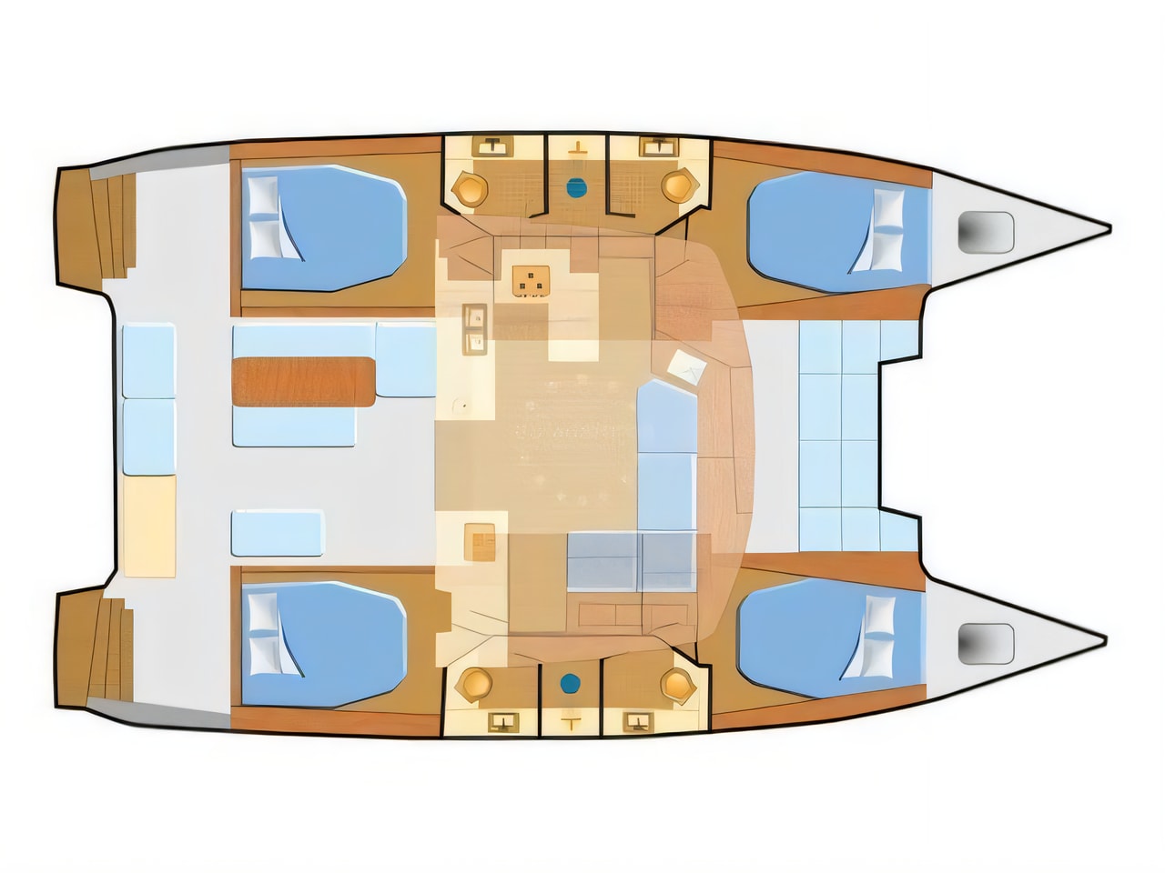Interior of Astrea 42 catamaran with 4 cabins Croatia yacht charter