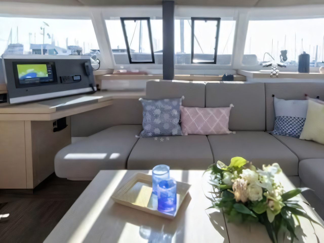 Layout of Astrea 42 catamaran with 4 cabins Croatia yacht charter