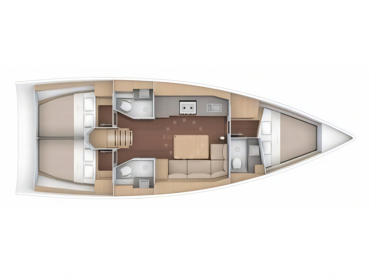 Interior of Dufour 390 Grand Large sail boat with 3 cabins Croatia yacht charter