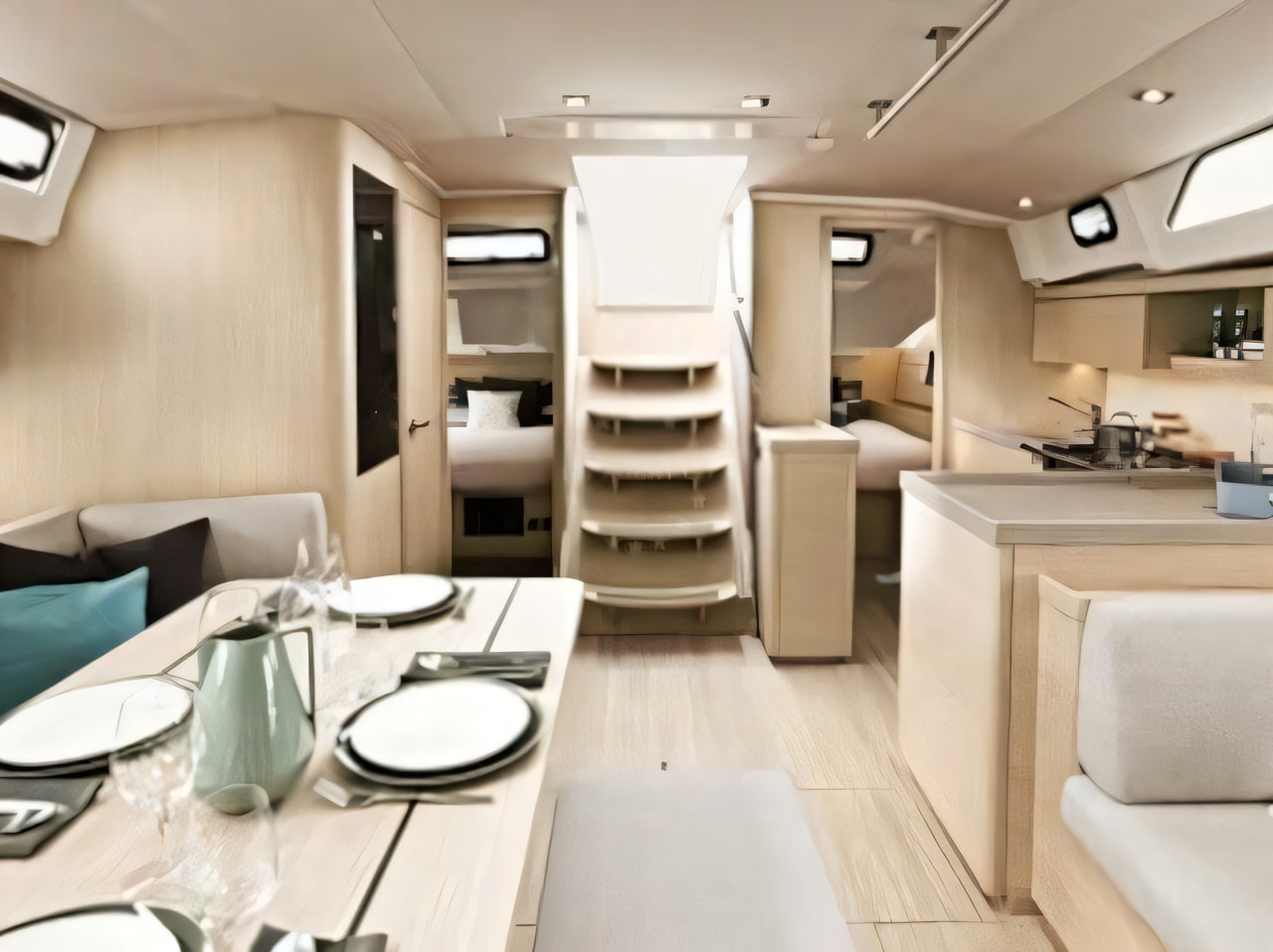 Layout of Oceanis 46.1 sail boat with 4 cabins Croatia yacht charter