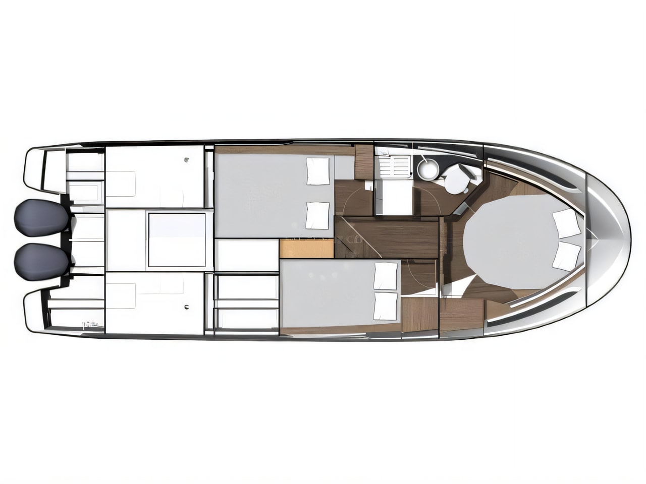 Interior of Merry Fisher 1095 FLY motor boat with 3 cabins Croatia yacht charter