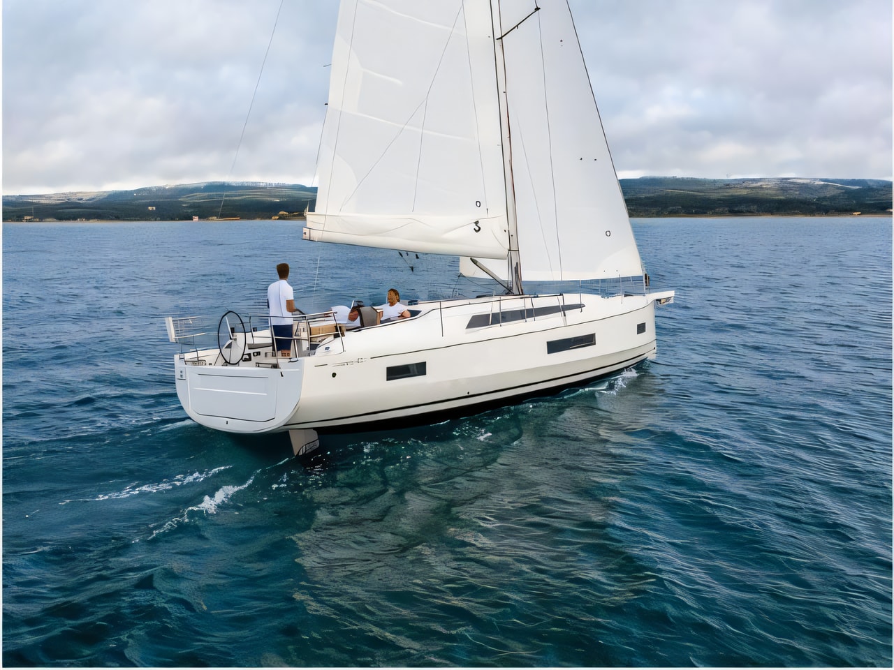 Exterior overview of Oceanis 40.1 sail boat for charter from Krk Marina Punat in the Istria / Kvarner sailing area Croatia