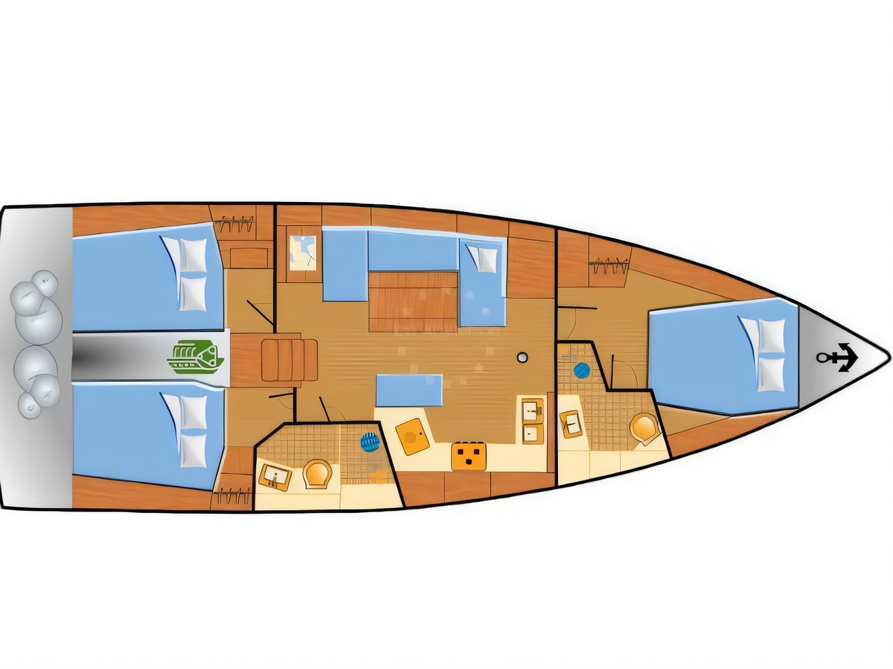 Interior of Oceanis 40.1 sail boat with 3 cabins Croatia yacht charter