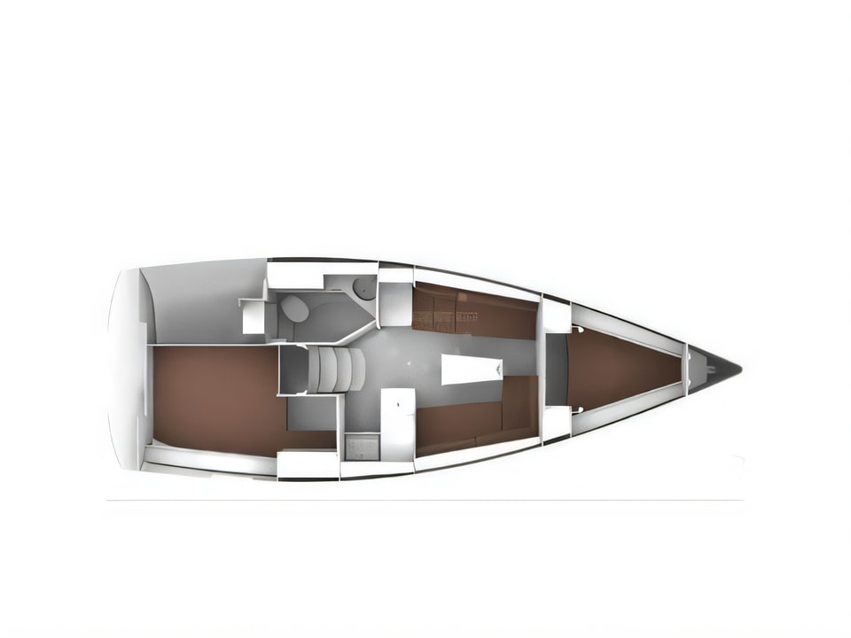 Layout of Bavaria 33 Cruiser sail boat with 2 cabins Croatia yacht charter