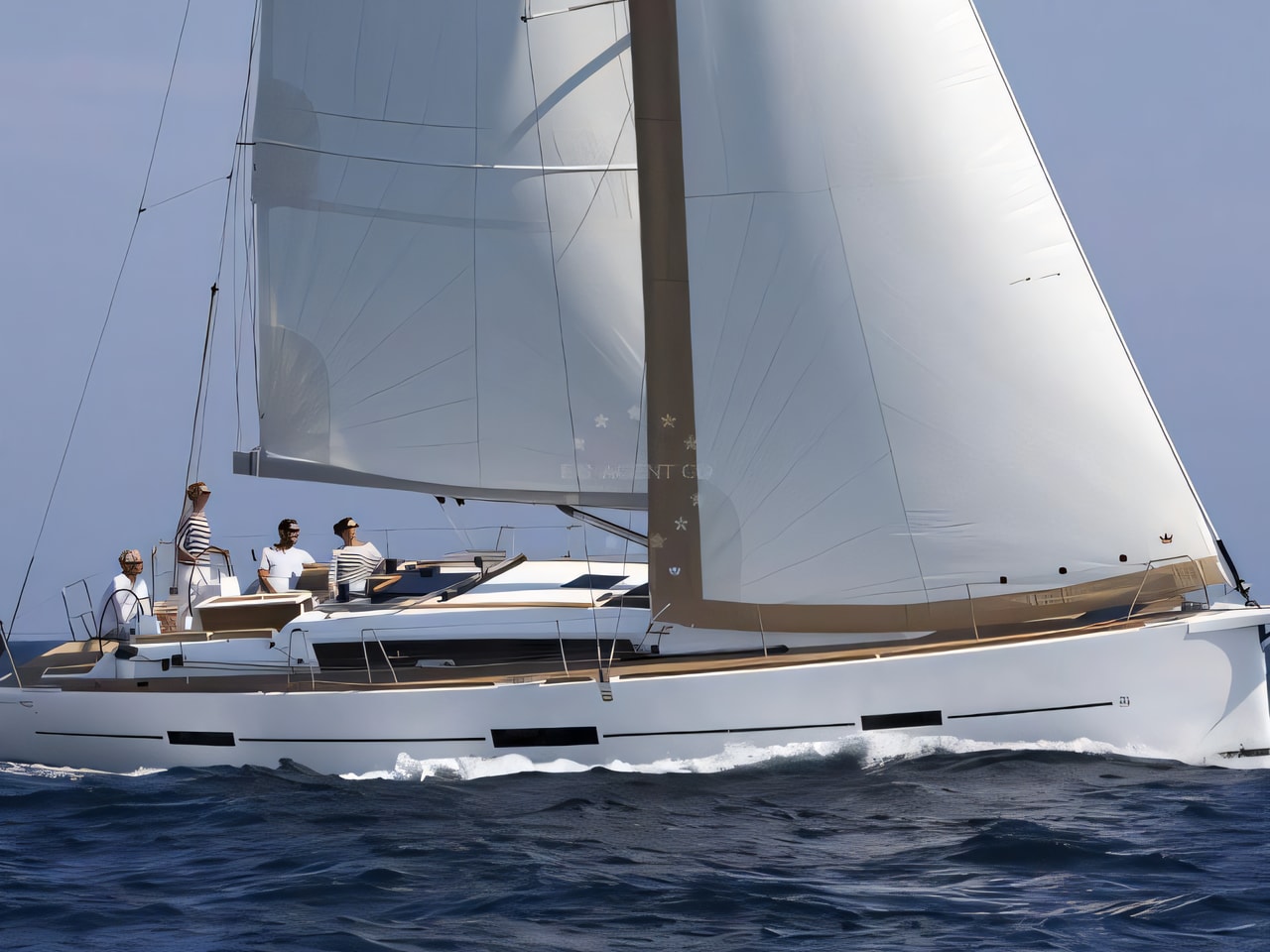 Exterior overview of Dufour 460 Grand Large sail boat for charter from Krk Marina Punat in the Istria / Kvarner sailing area Croatia