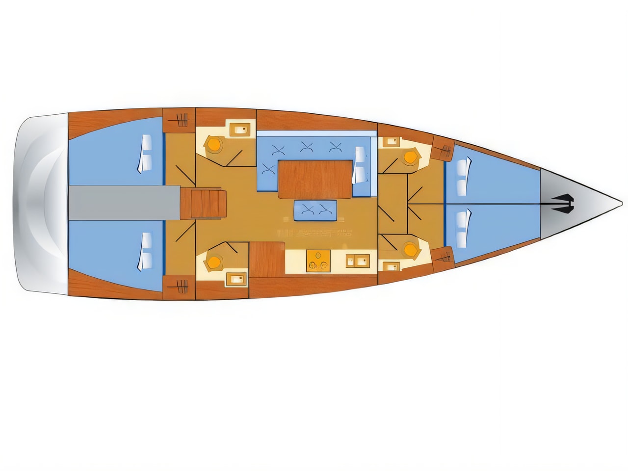 Interior of Dufour 460 Grand Large sail boat with 4 cabins Croatia yacht charter