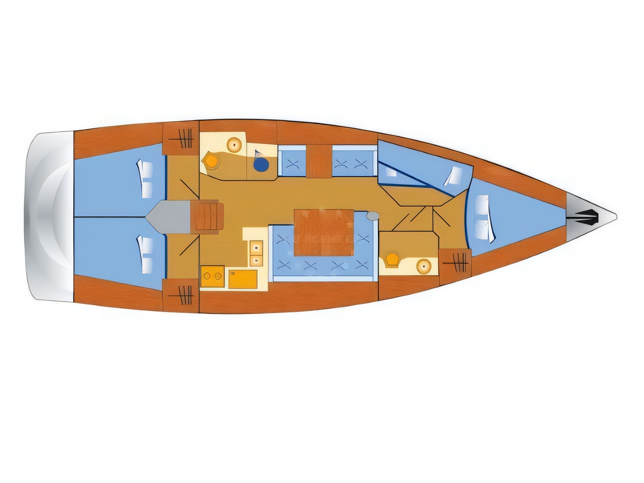 Interior of Sun Odyssey 439 sail boat with 4 cabins Croatia yacht charter