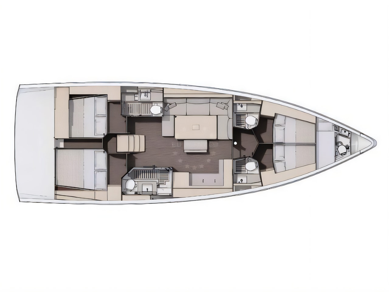 Interior of Dufour 470 sail boat with 4 cabins Croatia yacht charter