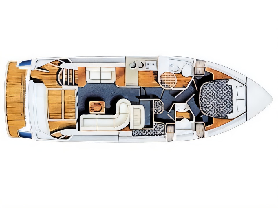 Fairline Phantom 40 yacht layout 2 cabins Croatia charter