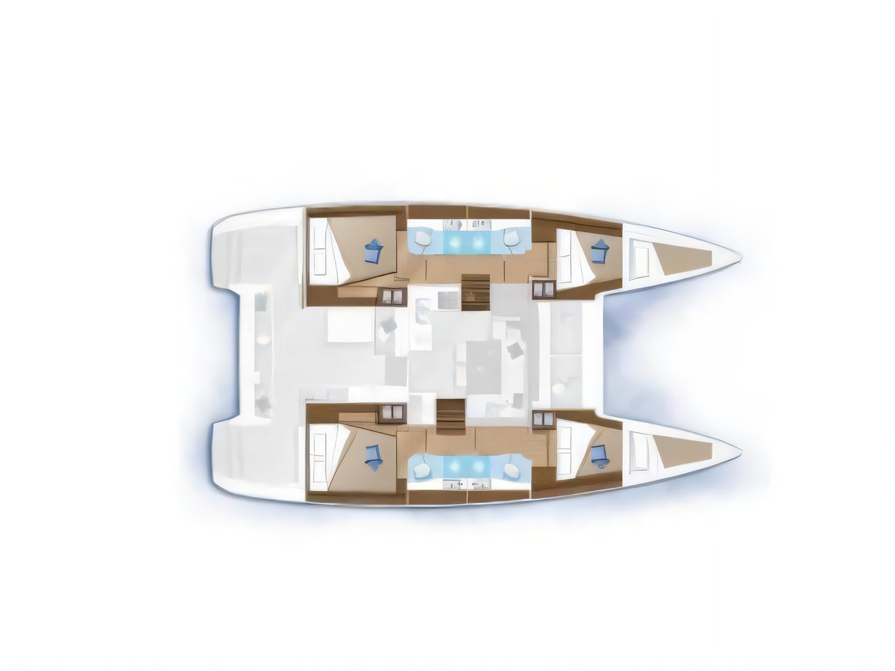 Interior of Lagoon 40 catamaran with 6 cabins Croatia yacht charter
