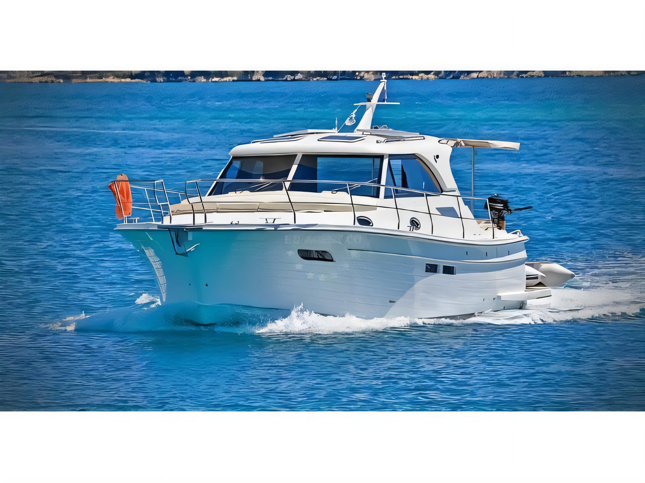 Exterior overview of ADRIANA 36 BT motor boat for charter from Sukosan Marina Dalmacija in the Zadar sailing area Croatia