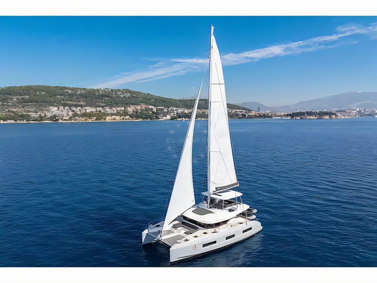 Exterior overview of Lagoon 55 catamaran for charter from Split Port in the Split sailing area Croatia